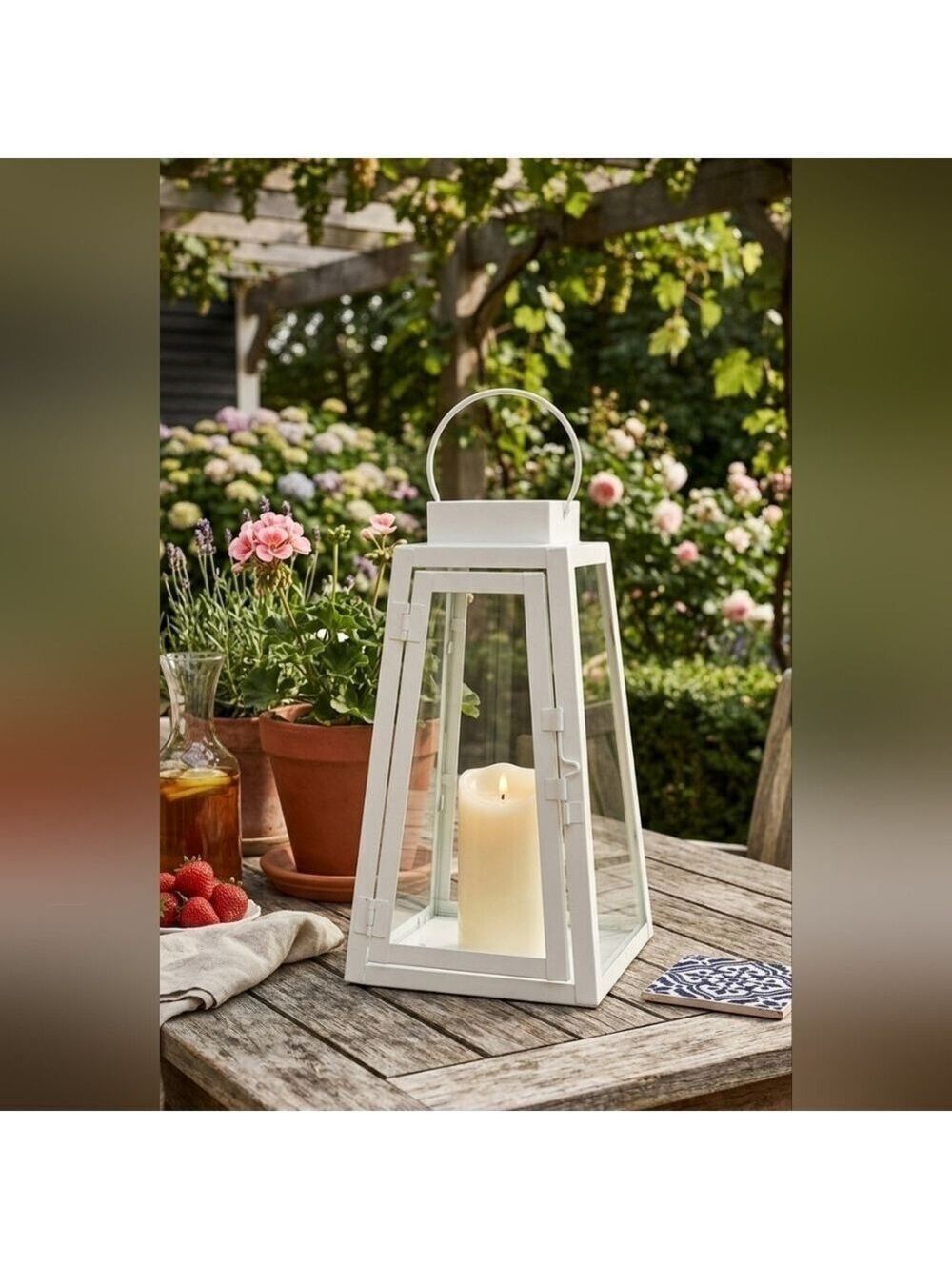 Fusion Products Triangle Lantern - Metal - 9-in - Bright White